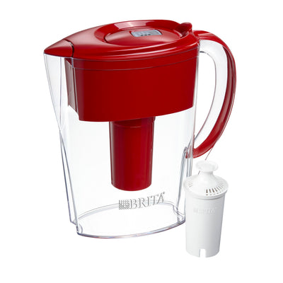 Space Saver Water Filter Pitcher, 6 Cup - Red