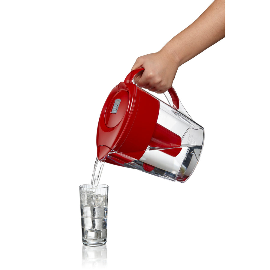  Space Saver Water Filter Pitcher, 6 Cup - Red